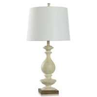 Transitional Sculpted Taupe Table Lamp with Linen Hardback Shade