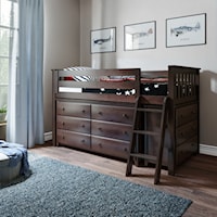 Windsor Youth Twin Loft Bed w/ 6 Drawer & 3 Drawer Dresser in Espresso