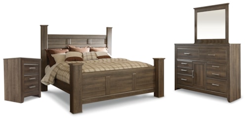 King Poster Bed, Dresser, Mirror And Nightstand