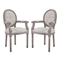 Vintage French Upholstered Fabric Dining Armchair Set of 2