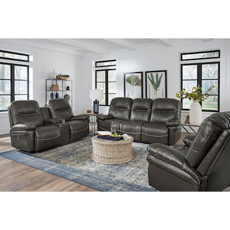 Leather Console Rocking Reclining Loveseat