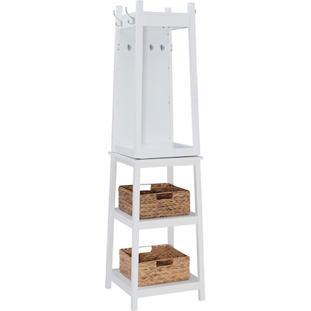 Contemporary Rotating Dressing Mirror Coat Rack with Shelves