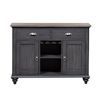 Farmhouse 2-Drawer Buffet with Glass Stemware Storage