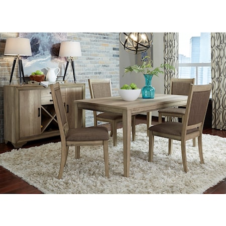 Farmhouse 5-Piece Dining Set with 72" Table