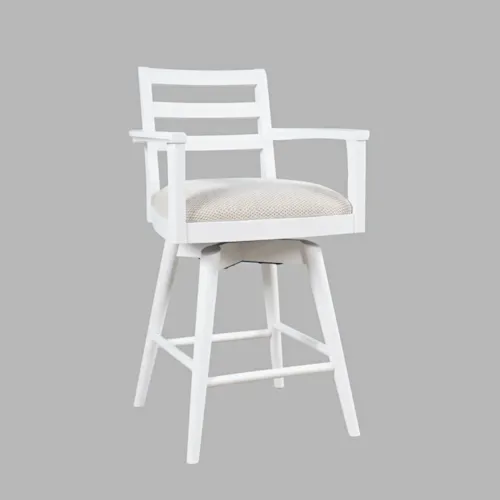 Transitional Swivel Counter Chair with Ladder Back