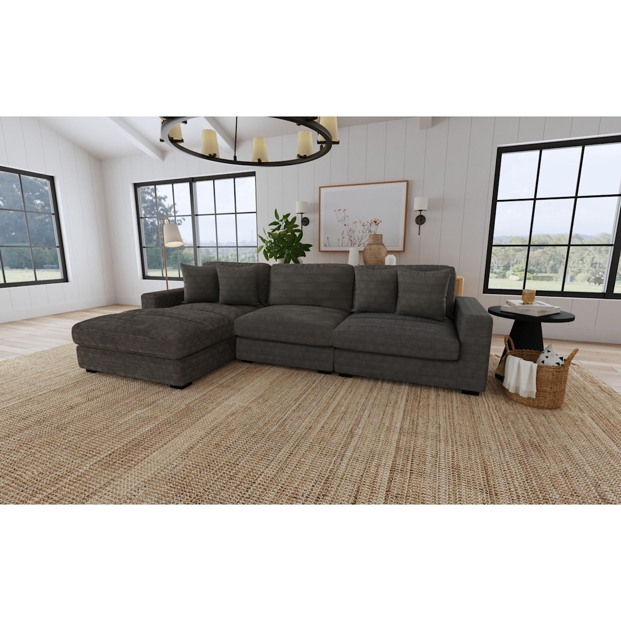 Elements International Arizona 3-Piece Sectional Sofa