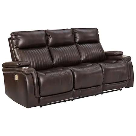 Contemporary Power Reclining Sofa with Adjustable Headrest