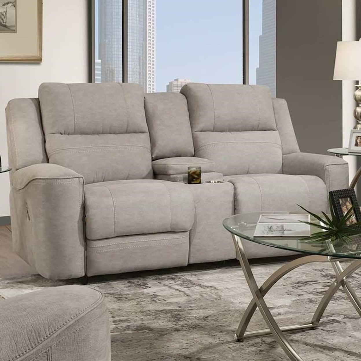 Franklin 762 Dual Power Reclining Console Loveseat