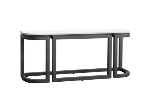 Contemporary Outdoor Console Table with Stone Top