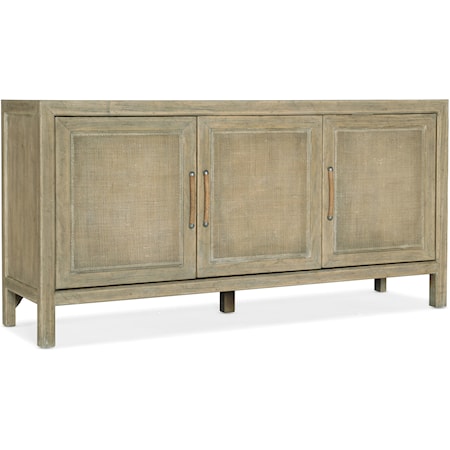 Coastal 3-Door Small Media Console with Electrical Outlet