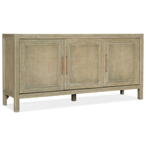 Coastal 3-Door Small Media Console with Electrical Outlet