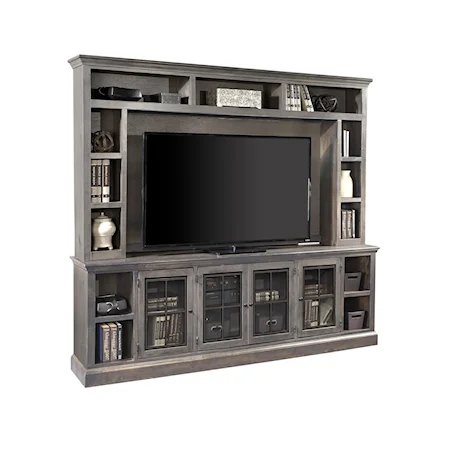 Transitional 96" TV Console and Hutch with Wire Management