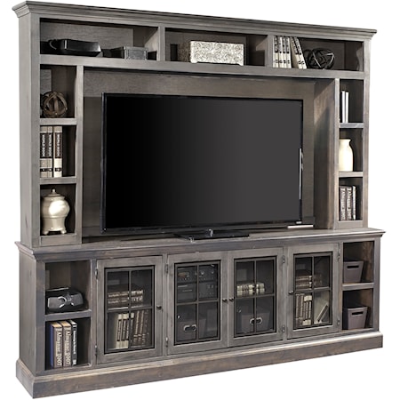 Transitional 96" TV Console and Hutch with Wire Management