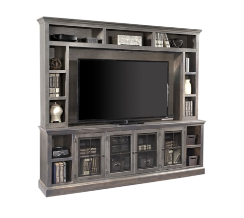Transitional 96" TV Console and Hutch with Wire Management