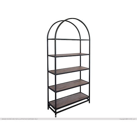 5-Shelf Bookcase with Black Metal Frame