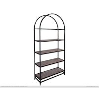 Rustic 5-Shelf Bookcase with Black Metal Frame
