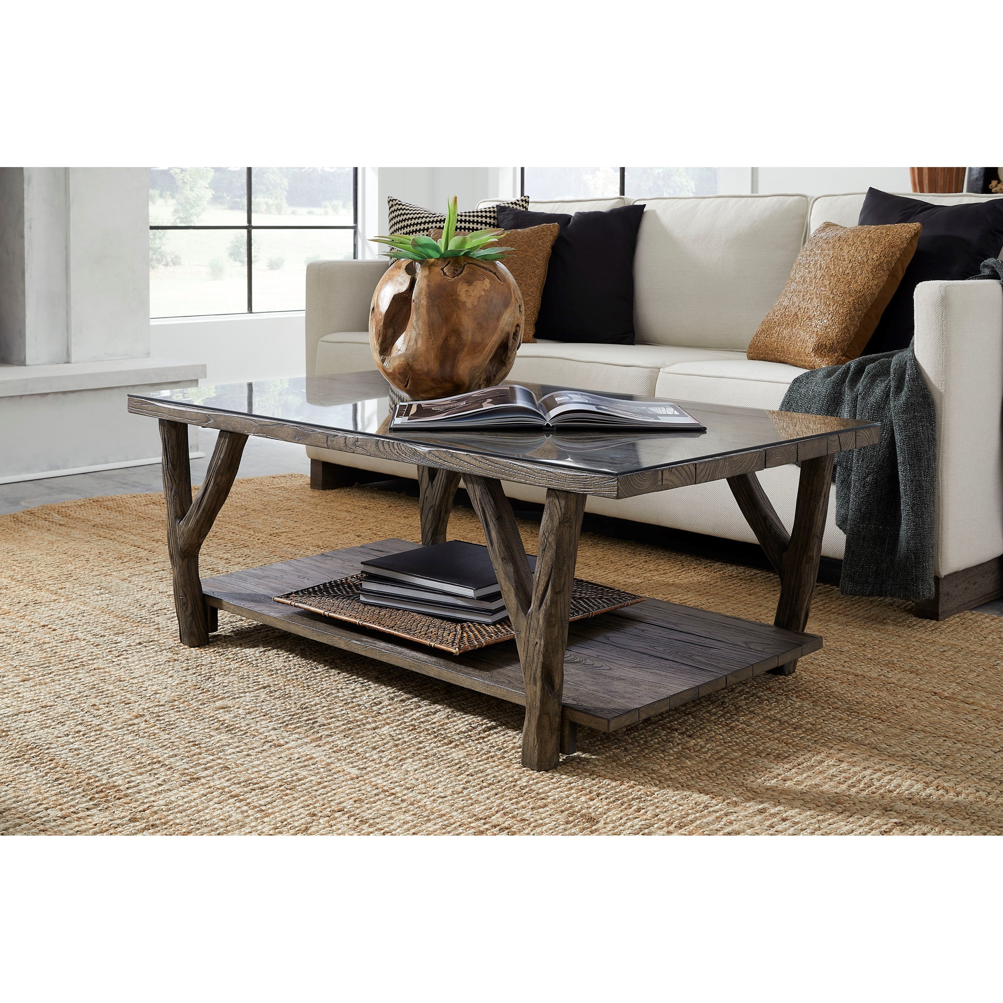 Rustic Contemporary Coffee Table with Shelf