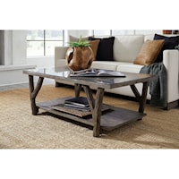 Rustic Contemporary Coffee Table with Shelf