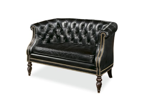 Century Trading Company Button Tufted Leather Loveseat