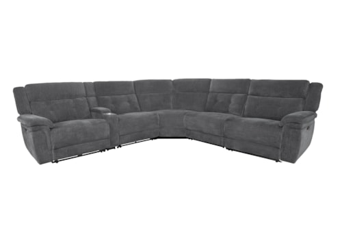 Casual Six-Piece Power Reclining Sectional With Power Adjustable Headrests