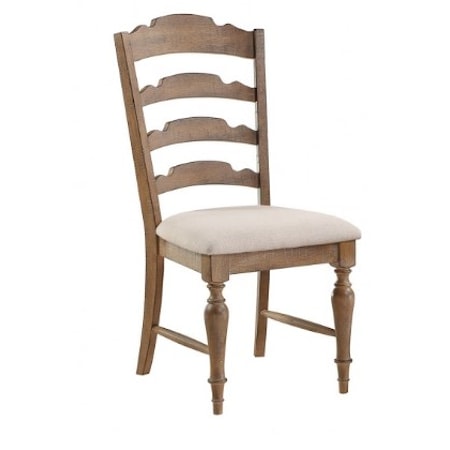 Rustic Ladder Back Side Chair with Upholstered Seat