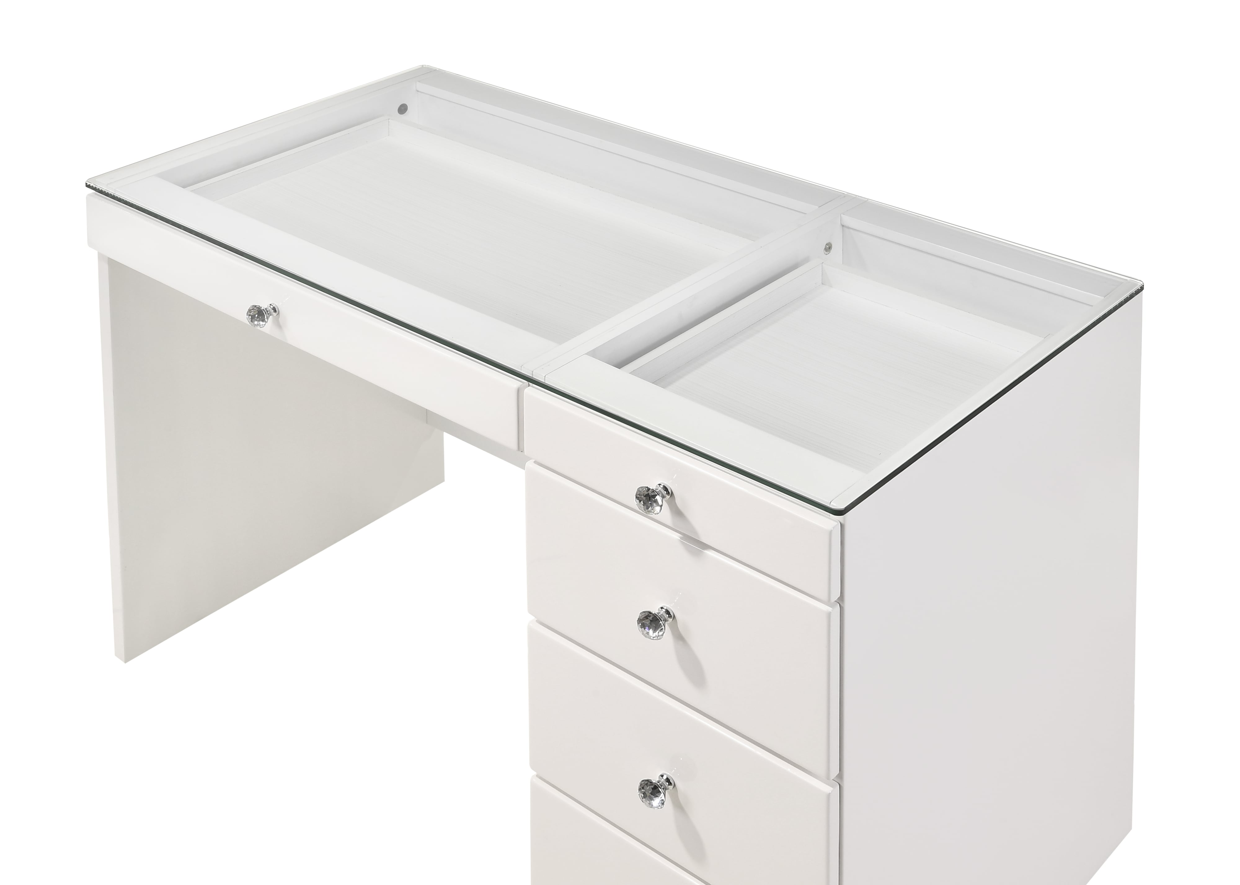 Crown Mark Morgan Vanity Desk and Stool Set - White