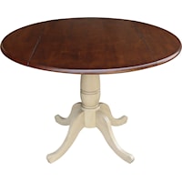 Round Dropleaf Pedestal Table in Espresso/Almond