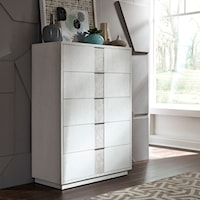Contemporary 5-Drawer Chest with Felt-Lined Top Drawers