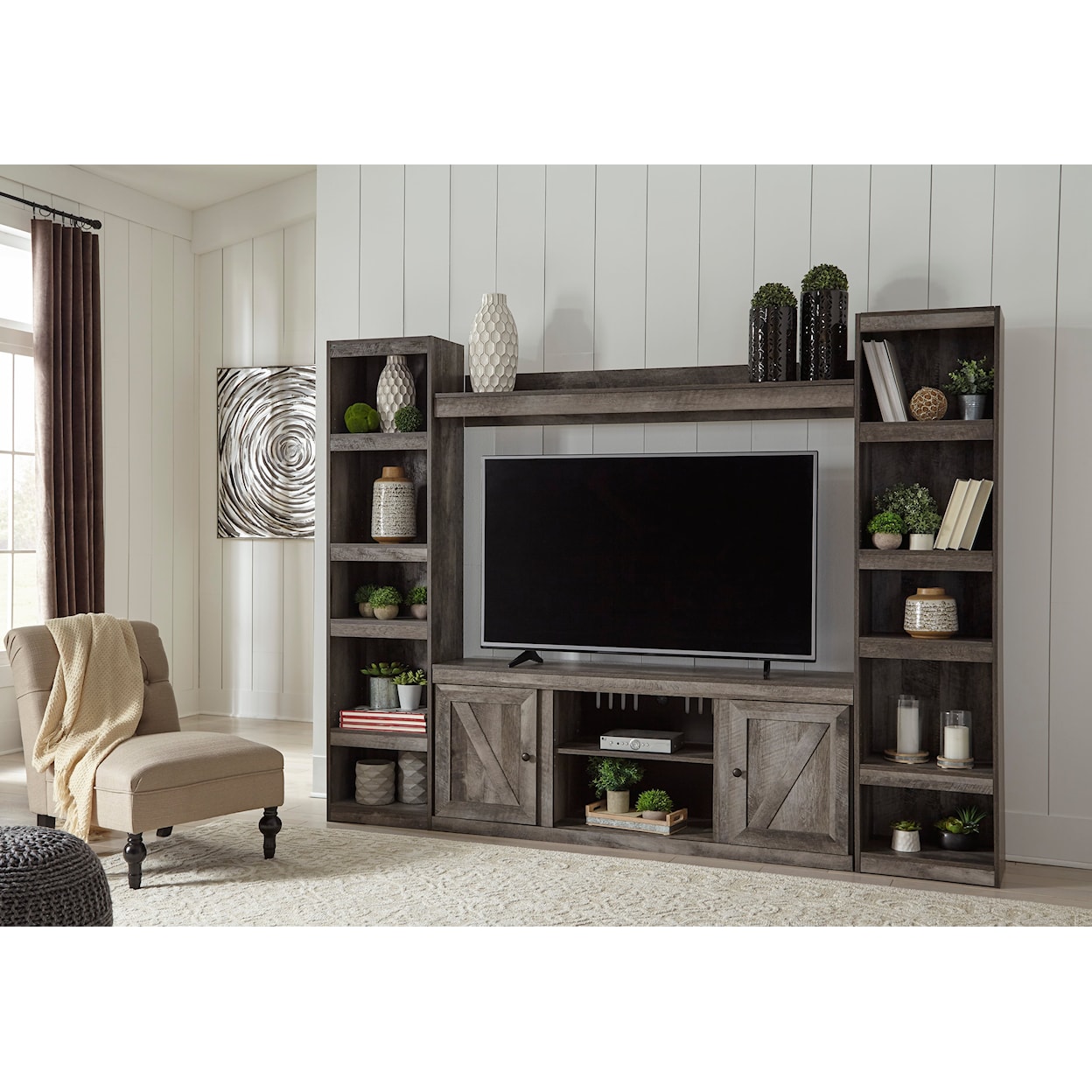 Signature Design by Ashley Wynnlow Entertainment Center with Piers & Bridge