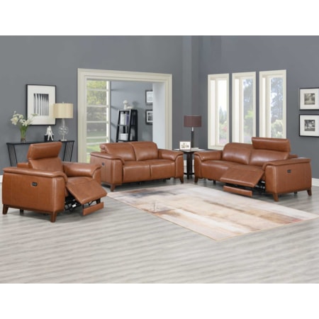 Dual-Power Leather Reclining Sofa