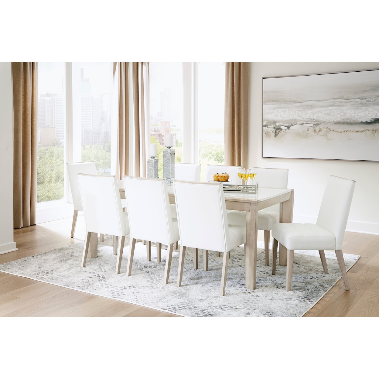 Ashley Signature Design Wendora Table and 8 Chair Dining Set