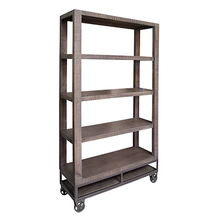 Rustic Bookcase with Casters