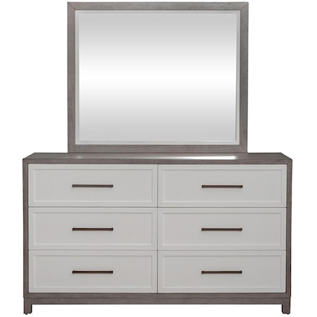 Modern Farmhouse 6-Drawer Dresser and Mirror Set