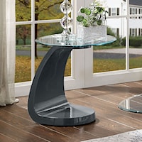 Contemporary End Table with Tempered Glass Top