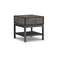 Industrial End Table with Lower Shelf