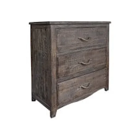 Rustic Solid Pine 3-Drawer Bedroom Chest