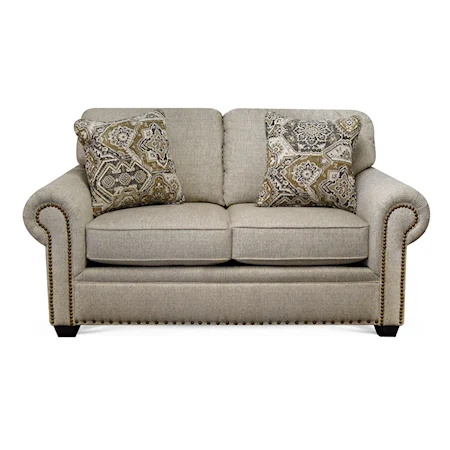 Transitional Accent Loveseat with Nailhead Trim