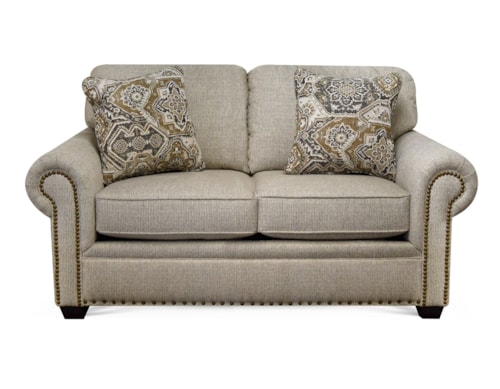 Casual Loveseat with Nailhead Trim