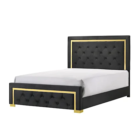 Contemporary Glam Queen Upholstered Panel Bed