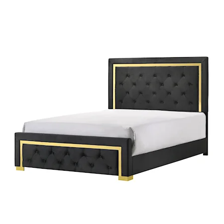 Contemporary Glam King Upholstered Panel Bed