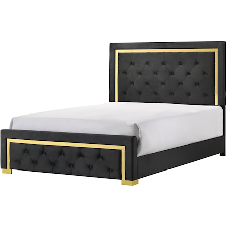 Contemporary Glam Queen Upholstered Panel Bed