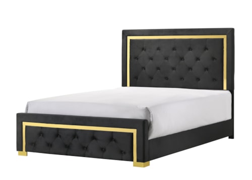 Contemporary Glam King Upholstered Panel Bed