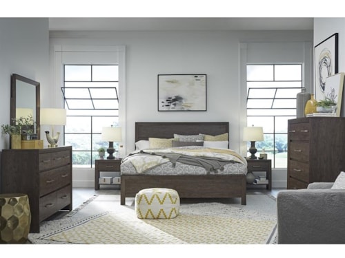 Transitional 6-Piece Queen Panel Bedroom Set