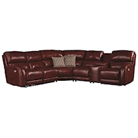 Casual Power Headrest Reclining Sofa with Console and Cup Holders