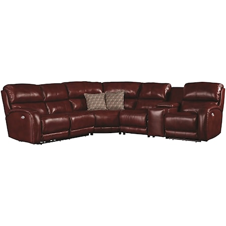 Casual Power Reclining Sofa with Console and Cup Holders