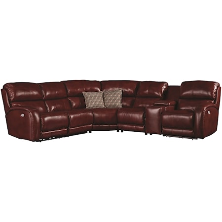 Casual Power Headrest Reclining Sofa with Console and Cup Holders