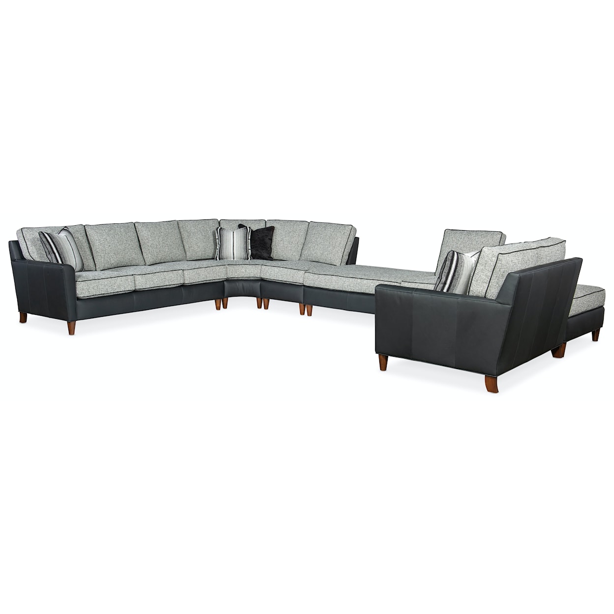 Bradington Young Manning 7-Seat Sectional Sofa w/ 2 Ottomans