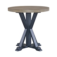 Farmhouse Round Pedestal End Table with "X" Base