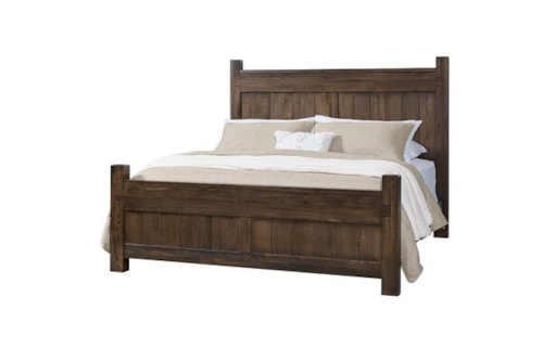 Transitional Queen Panel Bed with Vertical Plank Design