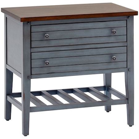 Farmhouse 2-Drawer Nightstand with USB Charger